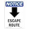 Signmission OSHA Notice, 7" Height, Escape Route Down Arrow Sign With Symbol, 7" X 5", Portrait OS-NS-D-57-V-12135 - alternate 1